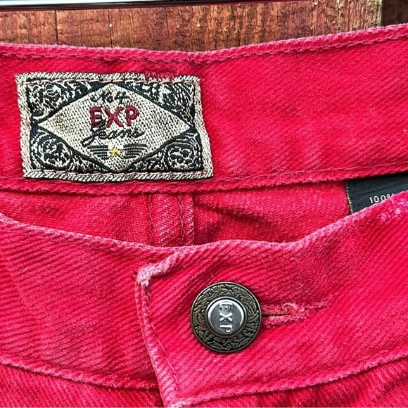 Express Vibrant Red Women's High Rise Cropped Jeans Size 9/10 Vintage - Picture 2 of 7